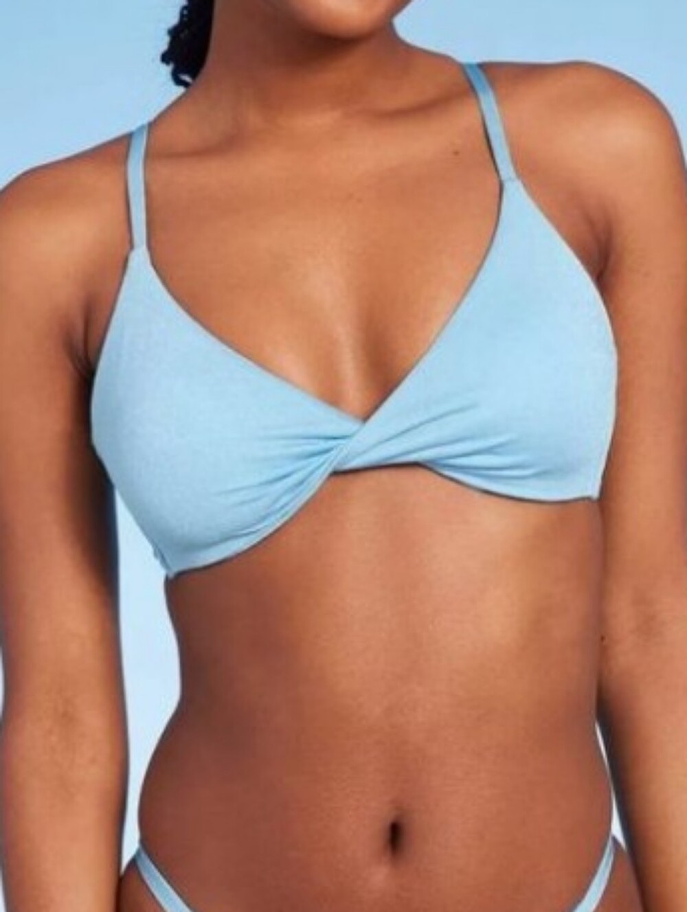 ❤️10/$40 New Light Blue Shimmery Twist-Front Bikini Top